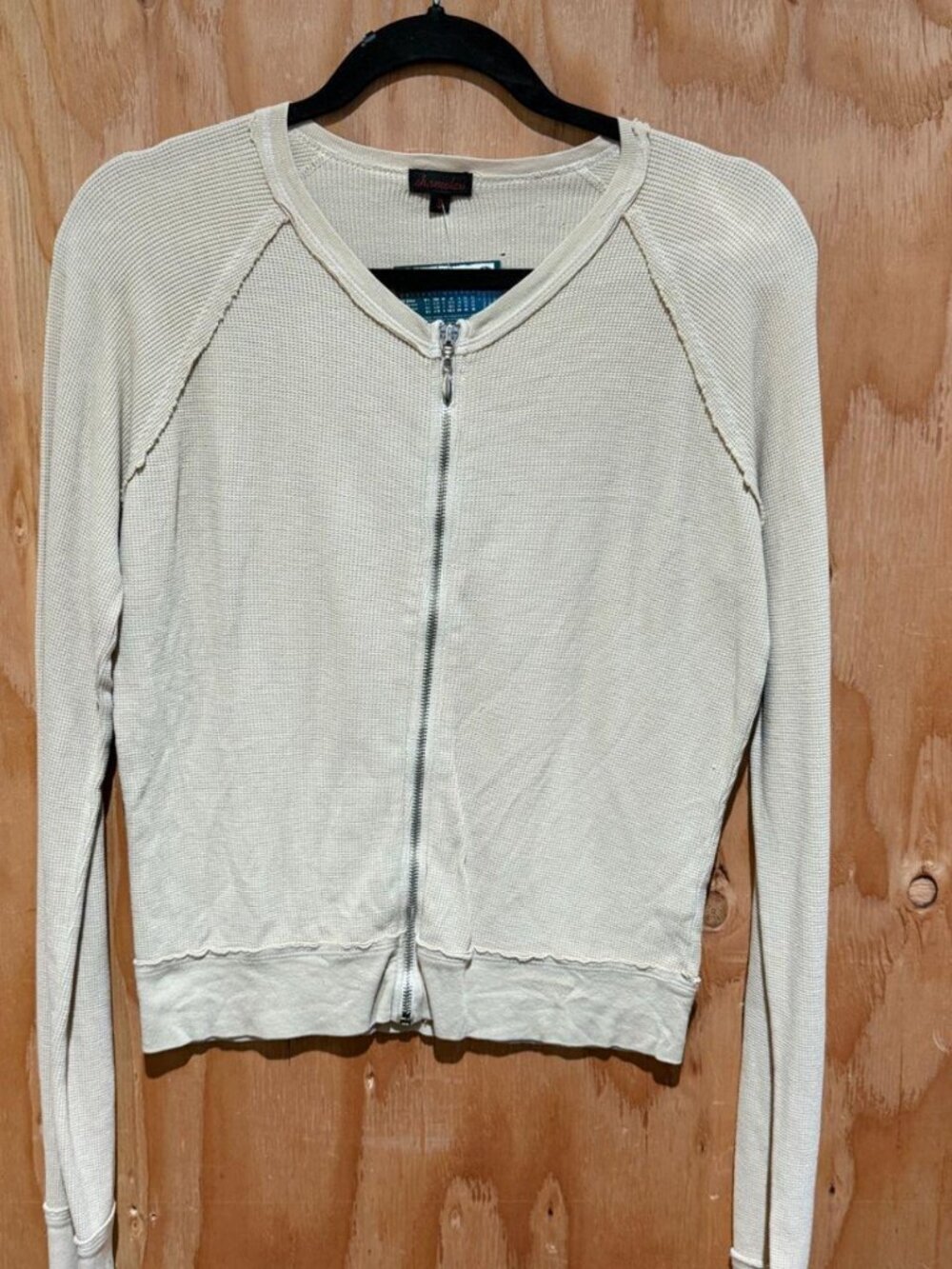 Shameless Women's Cream Waffle-Knit Zip Top Size S